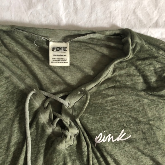 VS Pink Lace Up Short Sleeve T shirt - Picture 2 of 2